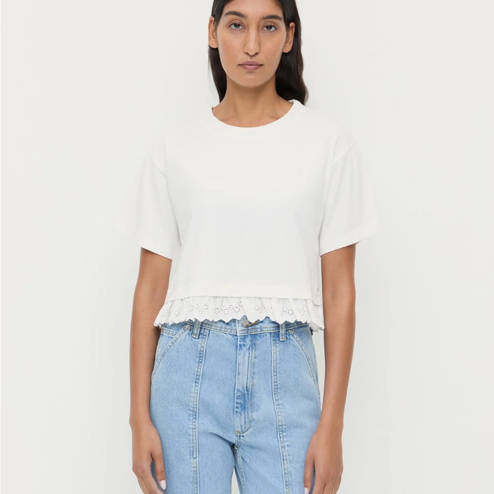 White Lace Hem Tee